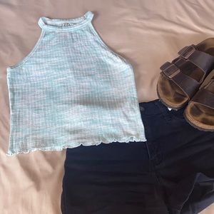 Mudd white and light blue high neck tank